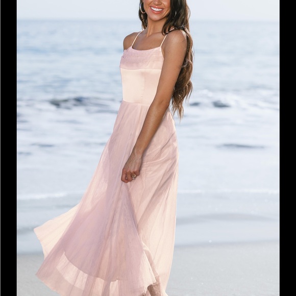 Madison Beach Wedding Honeymoon Organza  Tie, Back Maxi Dress - Picture 3 of 7